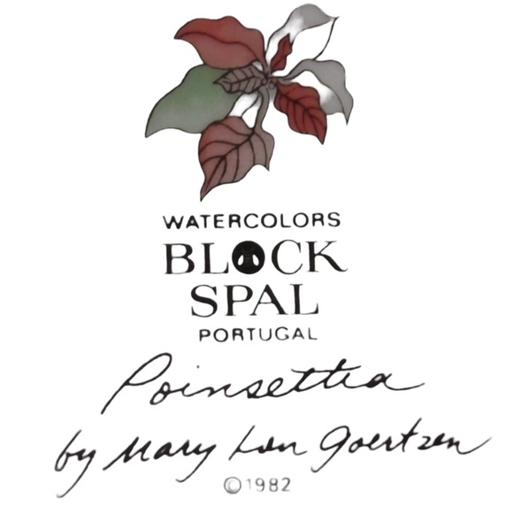 Vintage Block Set of 4 Poinsettia Bread / Dessert Plates 6.25" Holiday Christmas - Picture 3 of 3